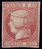 sello 12 España Año 1852. Isabel II. 6 CUARTOS rosa                              ECL0012a_12