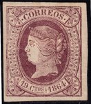 Sello ESPAÑA nº 66. Año 1864. Isabel II. 19 CUARTOS violeta sobre lila                   ECL0066a_66