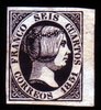sello 6 España  Isabel II. Año1850. 6 CUARTOS negro                                    ECL0006b_6