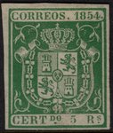 sello 26 España. Escudo de España. Año 1854. 5 REALES verde                             ECL0026a_26