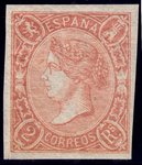 Stamps SPAIN 73A. 2 REALES SALMON. ISABEL II. YEAR 1865                ECL0073a_73A