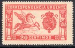 Stamp 324 SPAIN. Year 1925. PEGASUS. 20 CENT. BRIGHT RED. URGENT.            EC10324a_324