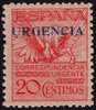 stamp 489 SPAIN. Pegasus. 20 cent. Pink. Overprint: URGENCIA         EC10489a_489