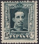 Stamp 315B SPAIN. Year 1922-30. ALFONSO XIII. VAQUER TYPE. 15 CTS Greyish blue         EC10315b_315B