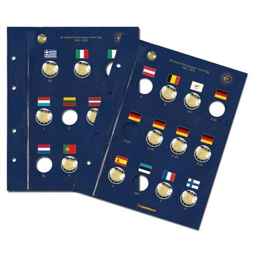Hojas para monedas de 2 Euros Bandera EU. Leuchtturm. MNA0002f_Hojas2eurBand