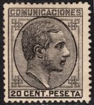 Sello 193 España 1878. Alfonso XII. 20 cts negro                                     ECL0193a_193