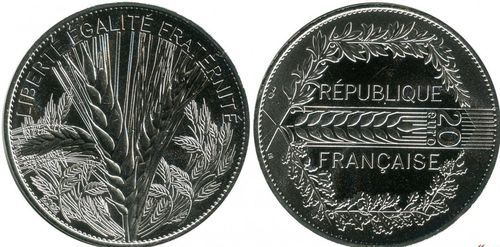 Moneda 2022 Francia 20 EUROS Libertad, Igualdad y Fraternidad  20E0001a_2022FRANCIA