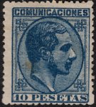 Sello 199 España Año 1878. ALFONSO XII. 10 pts. azul.                                   ECL0199a_199