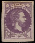 Sello 158 España Carlos VII. 1 real Violeta. Año 1874                          ECL0158c_158