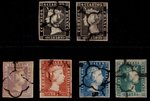 Stamps 1/5+1A SPAIN. ISABEL II.  SPIDER POSTMARK IN BLACK                       ECL0001g_1_5+1A