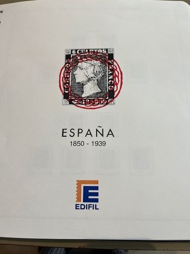HOJAS PARA SELLOS. ESPAÑA 1850/1939 MONARQUIA/REP Y II REPUBLICA           MED0000a_OFERTA1850/1939